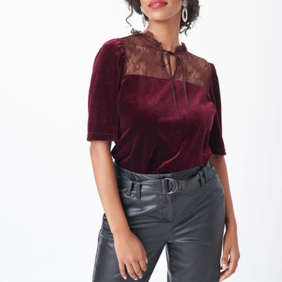 BURGUNDY TOP SIZE SMALL PETITE - Picture 1 of 2